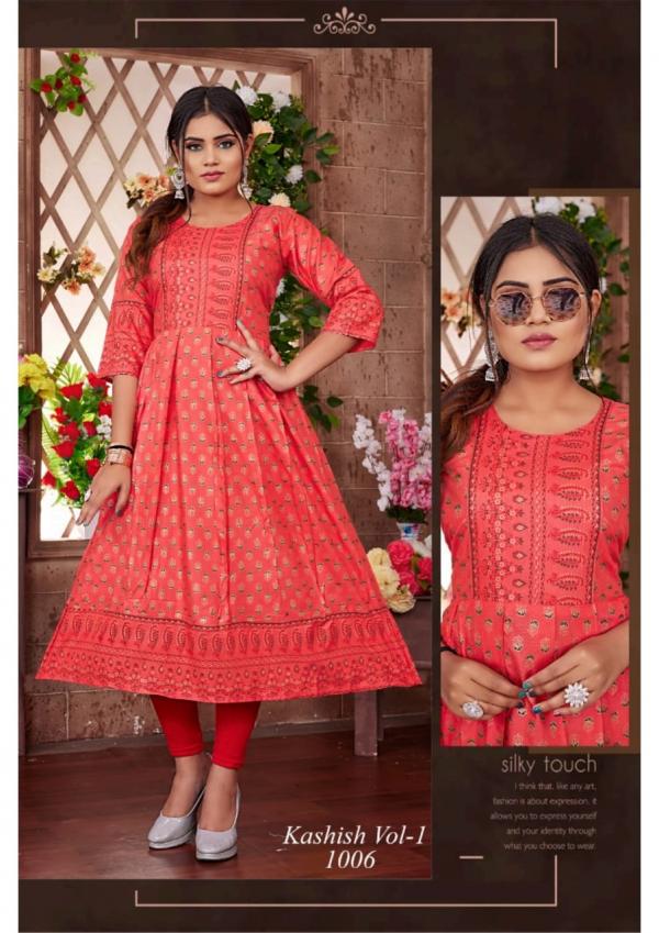 Kashish Vol 1 Ethnic Wear Long rayon Anarkali Kurti Collection